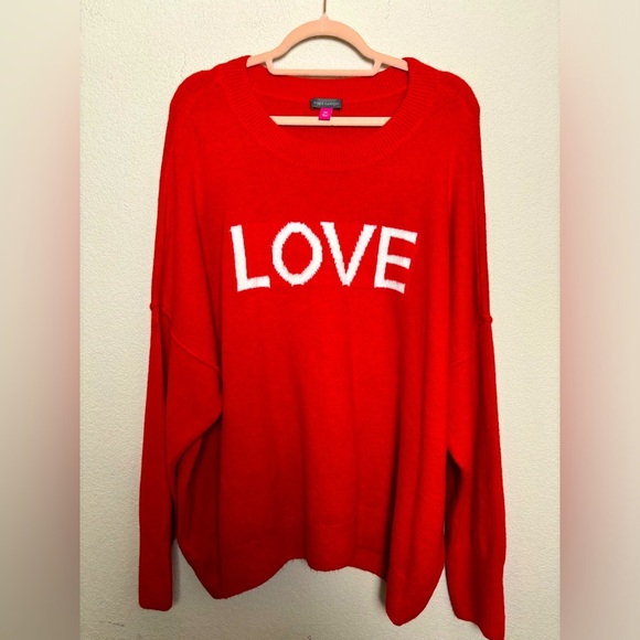 Vince Camuto Valentine’s Day Love Red Crewneck Slouch Sweater XXL - Picture 1 of 7